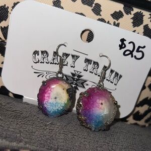 NWT crazy train colorful dangle earrings